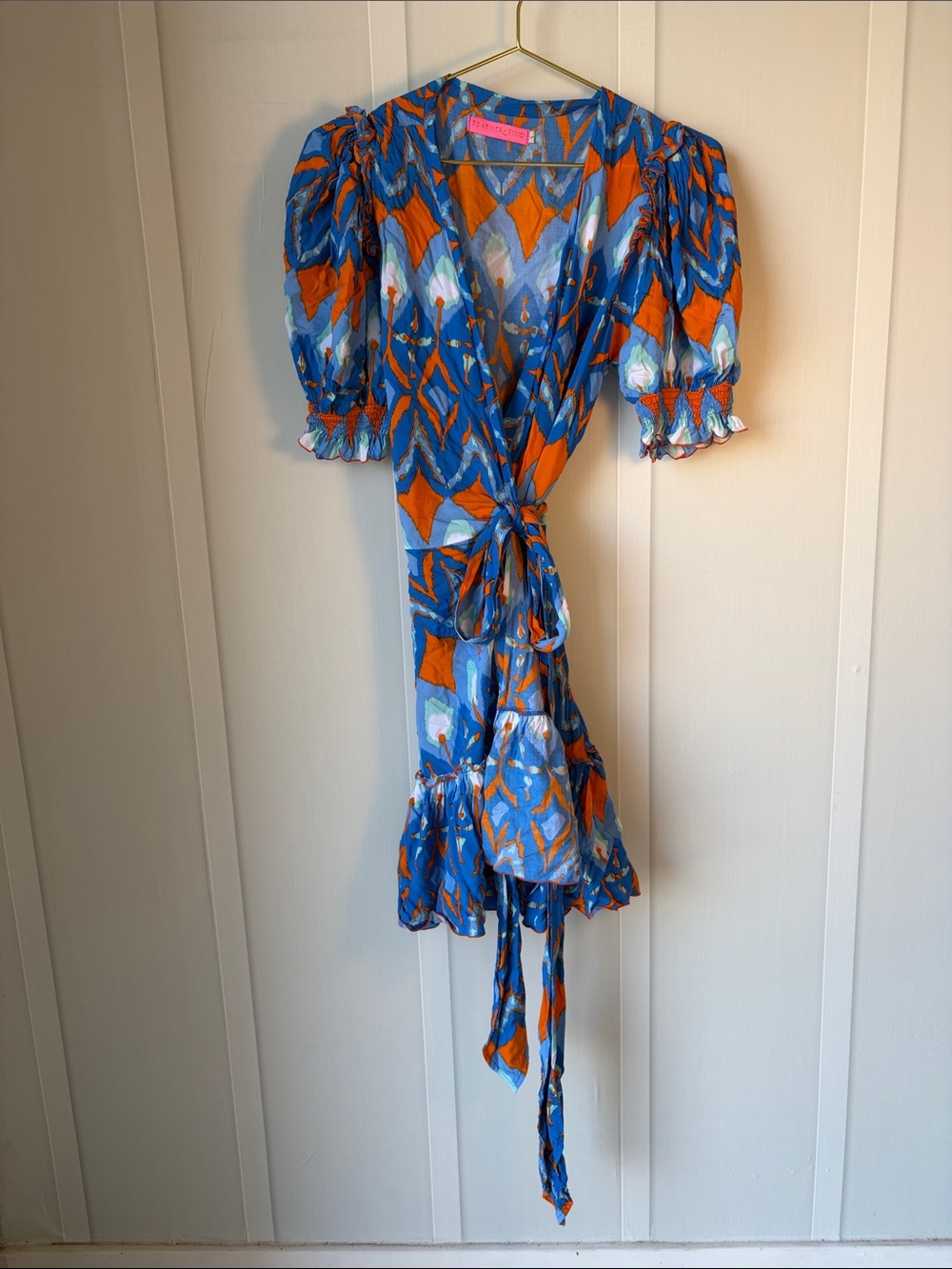 Blue & Orange Abstract True Wrap Dress - Women